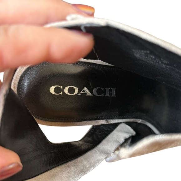 COACH Izzie Open Toe Shooties Gray Suede Booties Pumps 9 Grey Neutral Designer - Picture 11 of 12